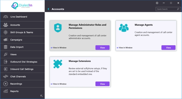 Admin Accounts Selection