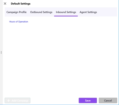 Default Inboud Settings